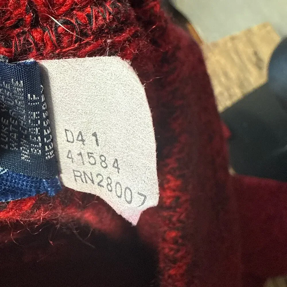 Vintage Fieldmaster Wool Blend Henley Sweater Red Black USA Made